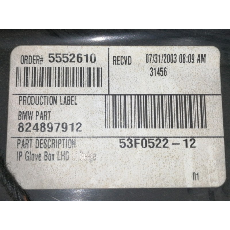 Recambio de guantera para bmw x5 (e53) 3.0d referencia OEM IAM 824897912 51168408845 / 53F052212 5552610