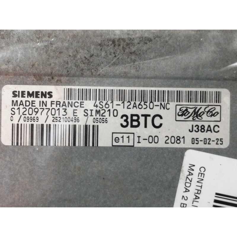 Recambio de centralita motor uce para mazda 2 berlina (dy) 1.4 active+ (59kw) referencia OEM IAM 4S6112A650NC S120977013E 