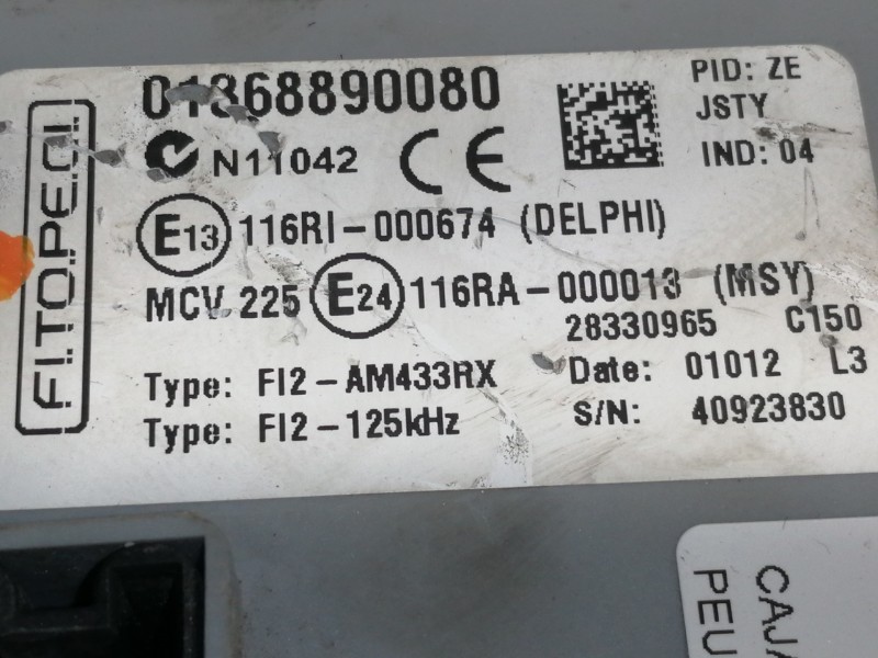 Recambio de caja reles / fusibles para peugeot bipper básico referencia OEM IAM 01368890080  