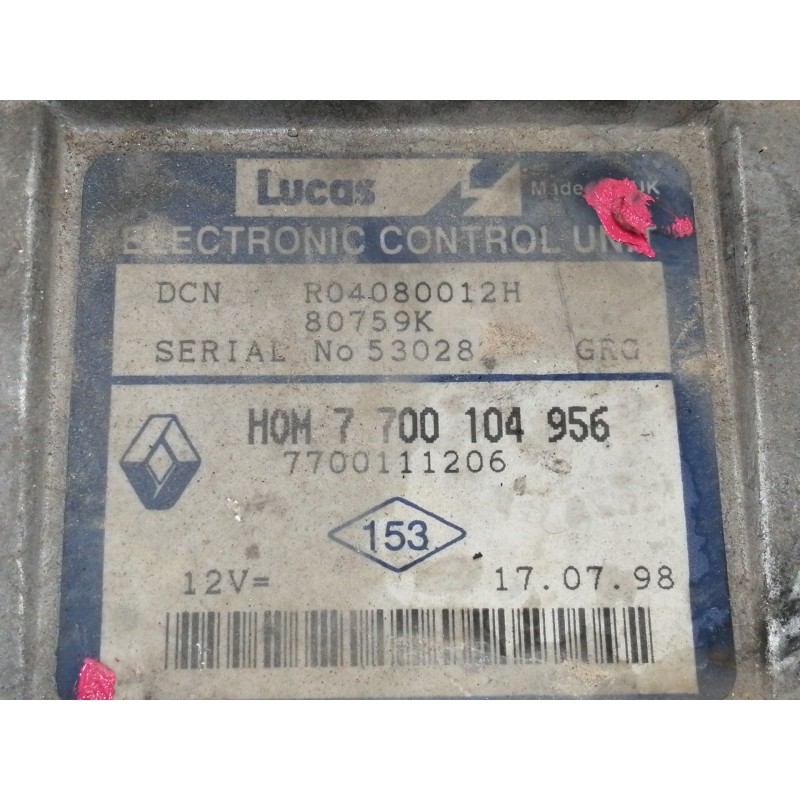 Recambio de centralita motor uce para renault kangoo (f/kc0) alize referencia OEM IAM 7700104956  