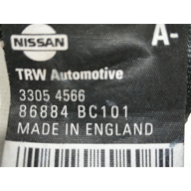Recambio de cinturon seguridad delantero derecho para nissan micra c+c (ck12e) acenta referencia OEM IAM 86884BC101 33054566 