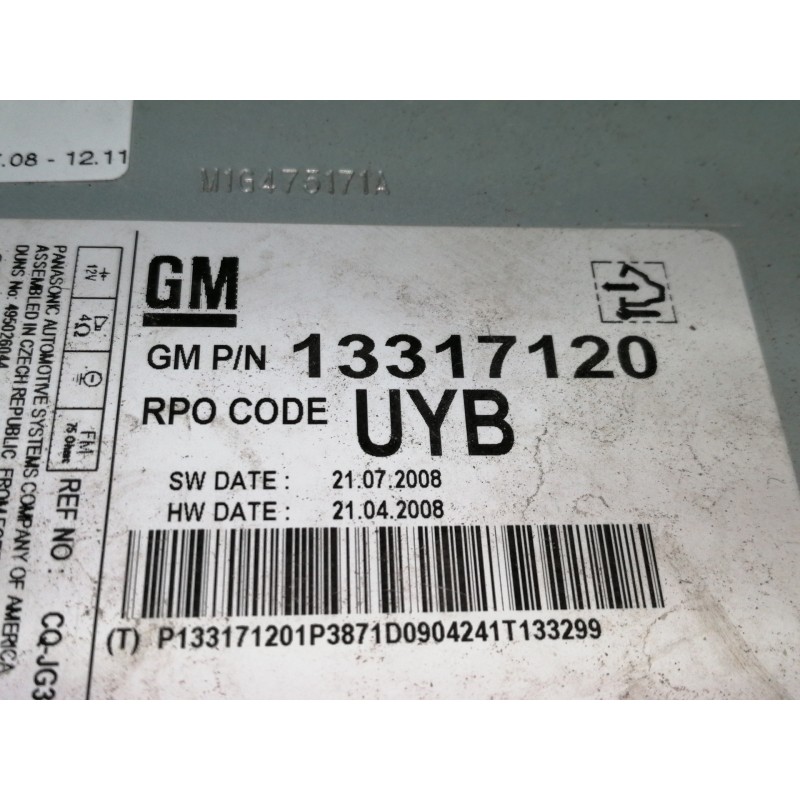 Recambio de sistema audio / radio cd para opel insignia berlina cosmo referencia OEM IAM 13317120  