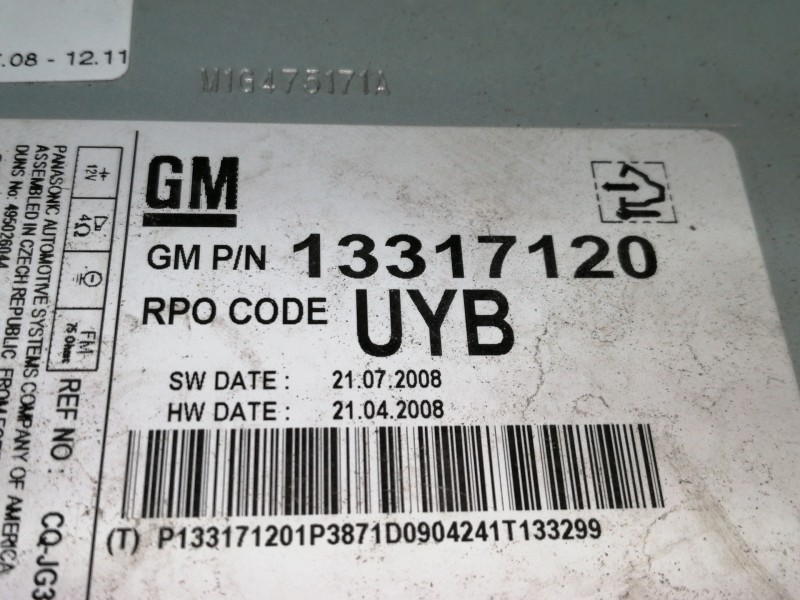 Recambio de sistema audio / radio cd para opel insignia berlina cosmo referencia OEM IAM 13317120  