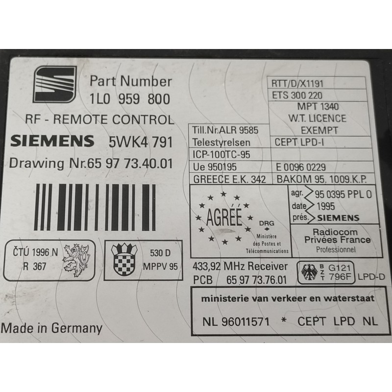 Recambio de centralita cierre para seat ibiza (6k) básico referencia OEM IAM 1L0959800  