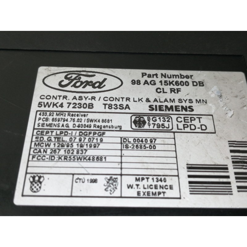 Recambio de modulo confort para ford focus berlina (cak) ambiente referencia OEM IAM 98AG15K600DB  