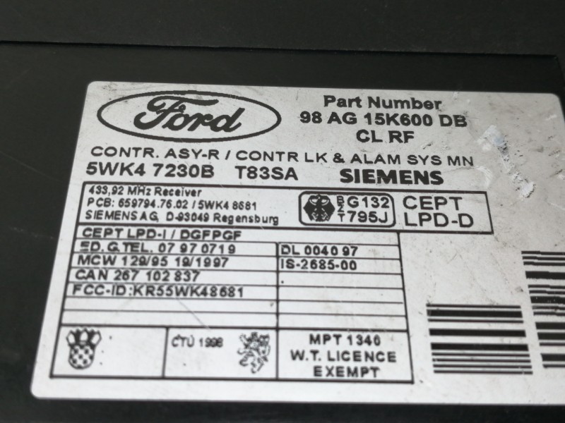 Recambio de modulo confort para ford focus berlina (cak) ambiente referencia OEM IAM 98AG15K600DB  