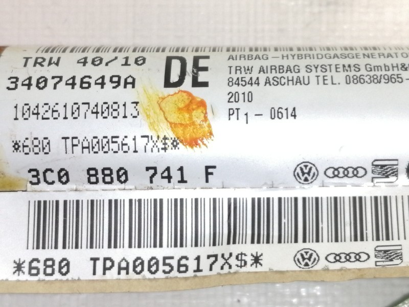 Recambio de airbag cortina delantero izquierdo para volkswagen passat berlina (3c2) edition referencia OEM IAM 3C0880741F 340746