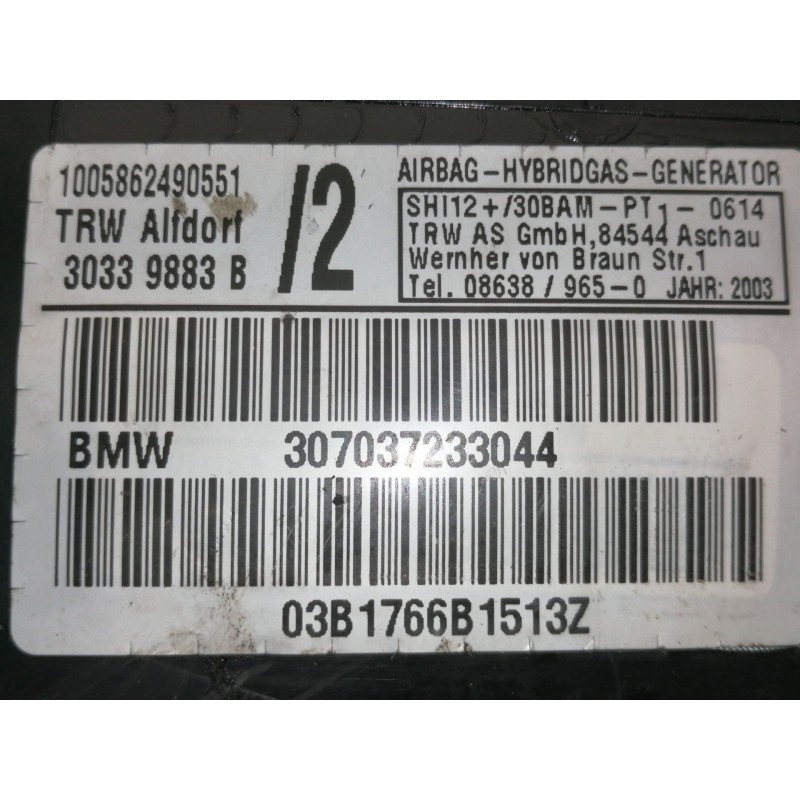 Recambio de airbag lateral delantero izquierdo para bmw x5 (e53) 3.0d referencia OEM IAM 307037233044  