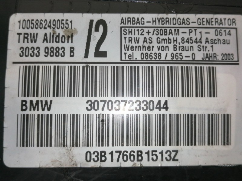 Recambio de airbag lateral delantero izquierdo para bmw x5 (e53) 3.0d referencia OEM IAM 307037233044  