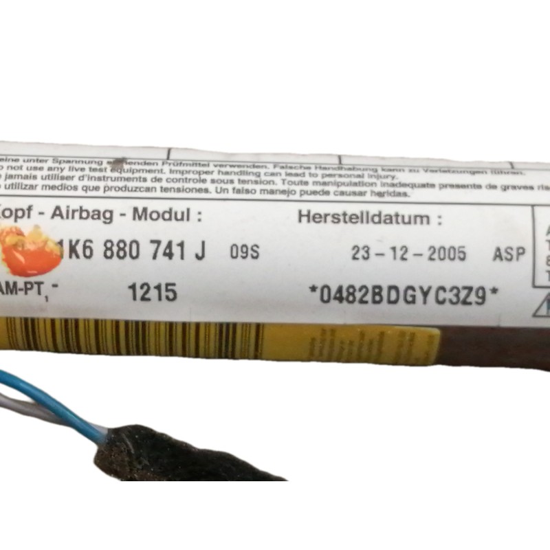 Recambio de airbag cortina delantero izquierdo para volkswagen golf v berlina (1k1) conceptline (e) referencia OEM IAM 1K6880741