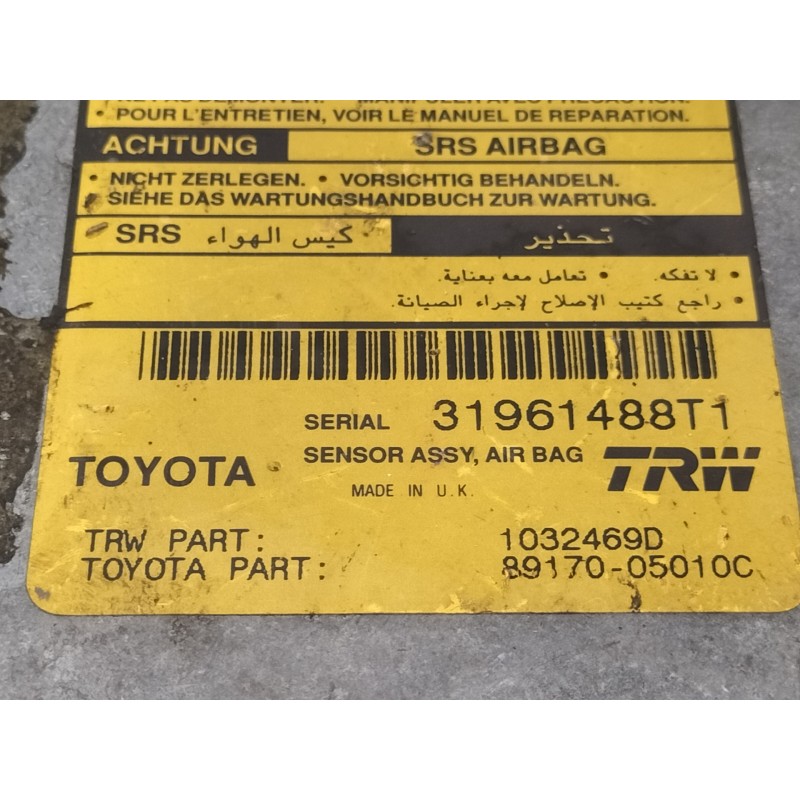 Recambio de centralita airbag para toyota carina (t19) 1.6 xl (5-ptas.) referencia OEM IAM 1032469D  
