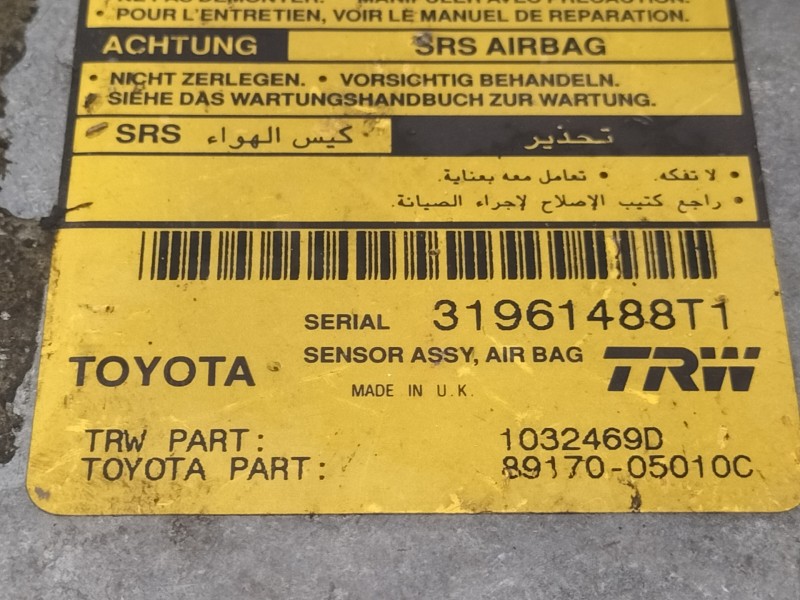 Recambio de centralita airbag para toyota carina (t19) 1.6 xl (5-ptas.) referencia OEM IAM 1032469D  