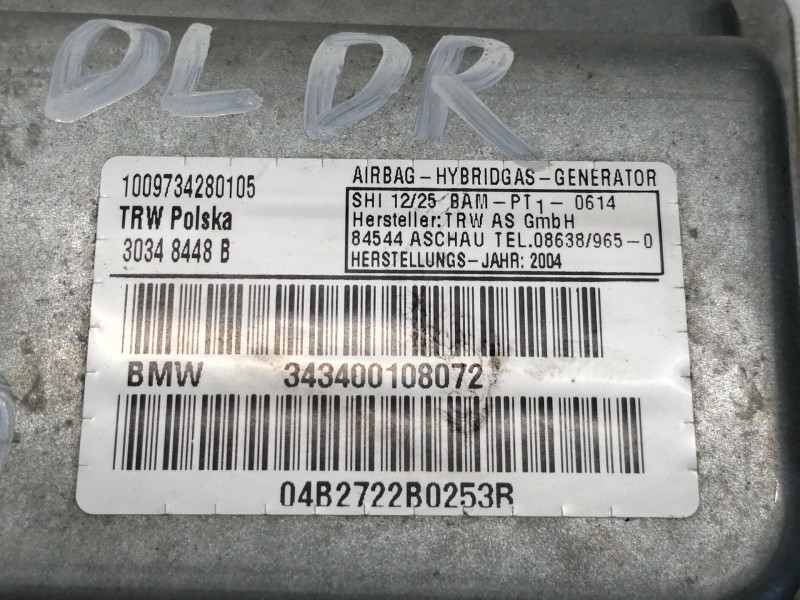 Recambio de airbag lateral delantero derecho para bmw x3 (e83) 2.0d referencia OEM IAM 30348448B 343400108072 04B2722B0253B