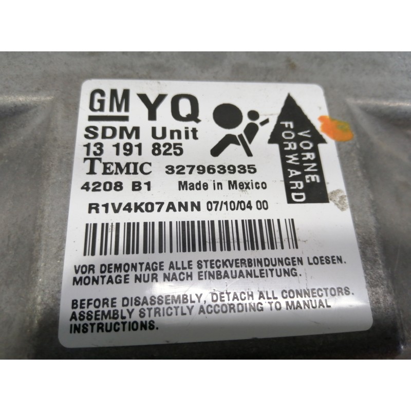 Recambio de centralita airbag para opel astra h berlina elegance referencia OEM IAM 13191825  