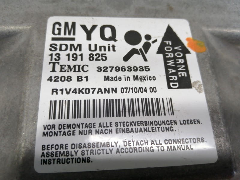 Recambio de centralita airbag para opel astra h berlina elegance referencia OEM IAM 13191825  