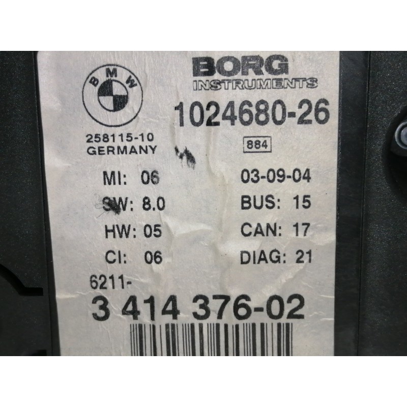 Recambio de cuadro instrumentos para bmw x3 (e83) 2.0d referencia OEM IAM 102468026  