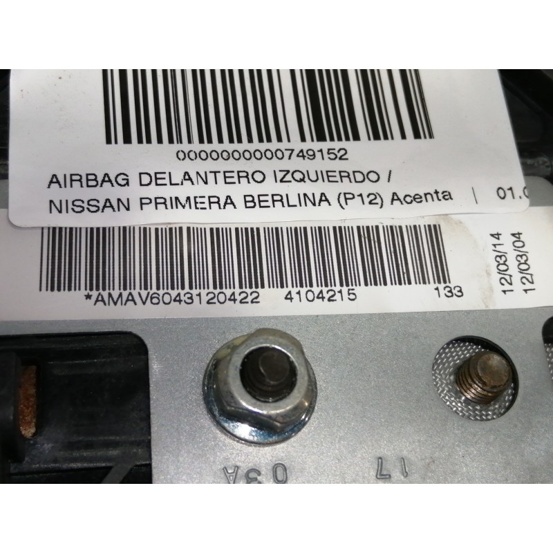 Recambio de airbag delantero izquierdo para nissan primera berlina (p12) acenta referencia OEM IAM 6005155  