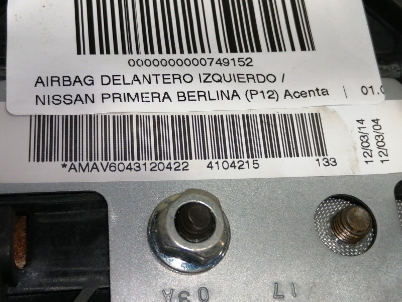 Recambio de airbag delantero izquierdo para nissan primera berlina (p12) acenta referencia OEM IAM 6005155  