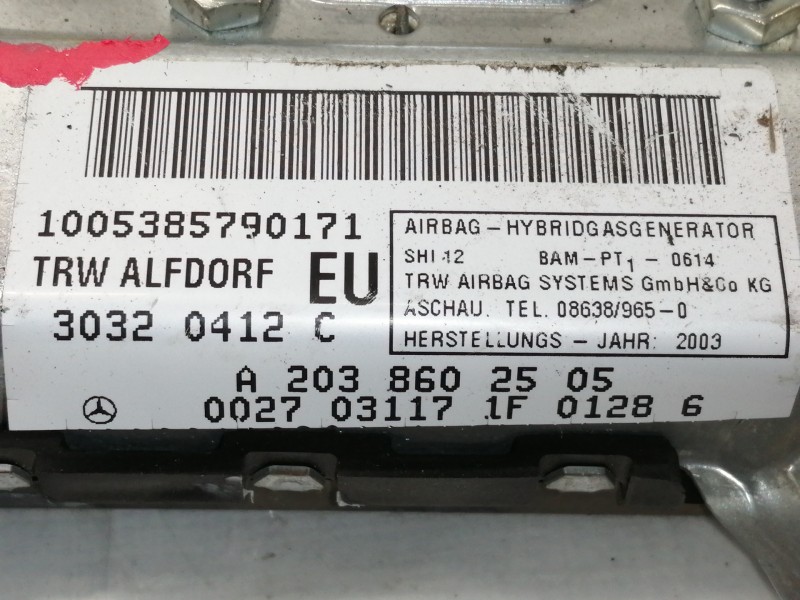 Recambio de airbag lateral delantero izquierdo para mercedes-benz clase c (w203) berlina 200 compressor (203.042) referencia OEM