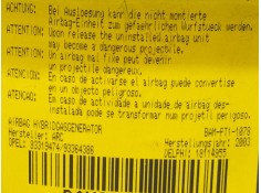 Recambio de airbag delantero izquierdo para opel meriva enjoy referencia OEM IAM BAMPT11078   2