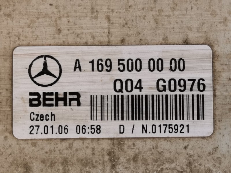 Recambio de intercooler para mercedes-benz clase a (w169) a 180 cdi (169.307) referencia OEM IAM A1695000000 Q04G0976 