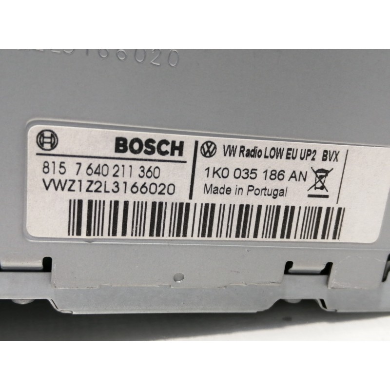 Recambio de sistema audio / radio cd para volkswagen golf vi (5k1) rabbit bluemotion referencia OEM IAM 1K0035186AN  