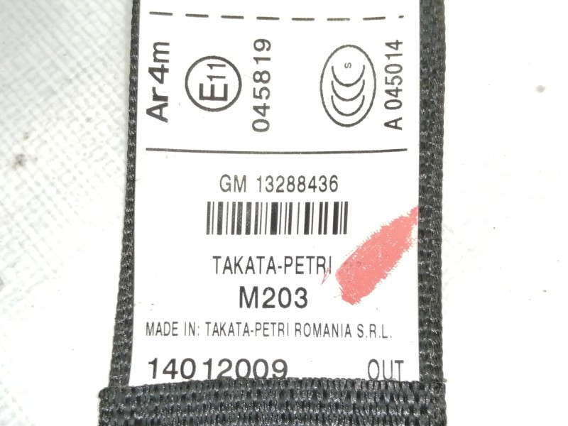 Recambio de cinturon seguridad trasero derecho para opel insignia berlina cosmo referencia OEM IAM 13288436  