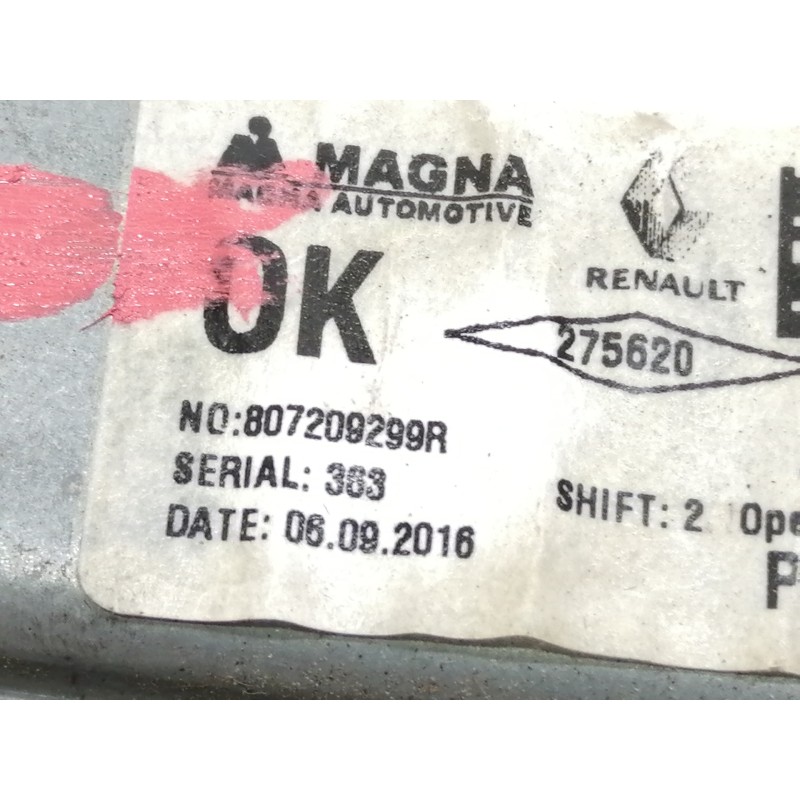 Recambio de elevalunas delantero derecho para dacia sandero ambiance referencia OEM IAM 807209299R  