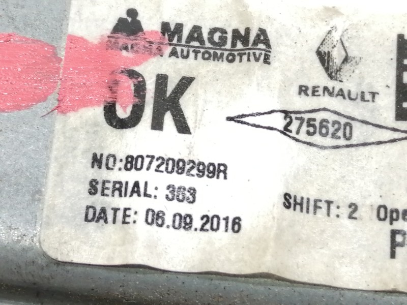 Recambio de elevalunas delantero derecho para dacia sandero ambiance referencia OEM IAM 807209299R  