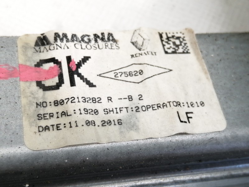 Recambio de elevalunas delantero izquierdo para dacia sandero ambiance referencia OEM IAM 807213282R  