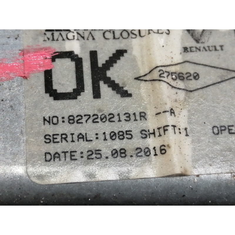 Recambio de elevalunas trasero derecho para dacia sandero ambiance referencia OEM IAM 827202131R  