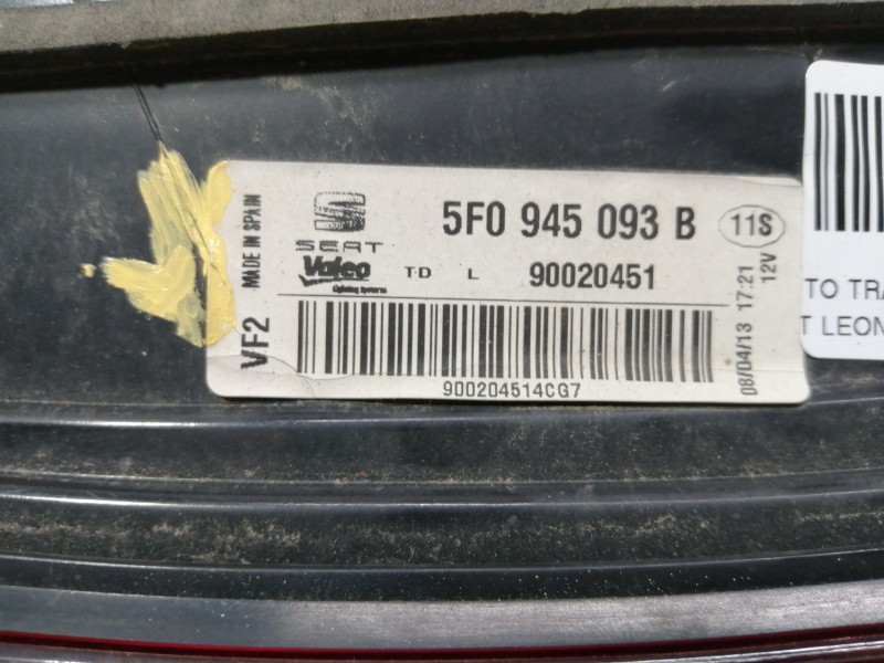 Recambio de piloto trasero izquierdo interior para seat leon (5f1) style referencia OEM IAM 5F0945093B 90020451 