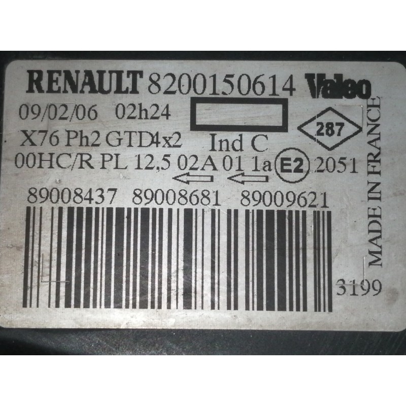 Recambio de faro izquierdo para renault kangoo (f/kc0) rt referencia OEM IAM 8200150614 89008437 89008681 89009621 