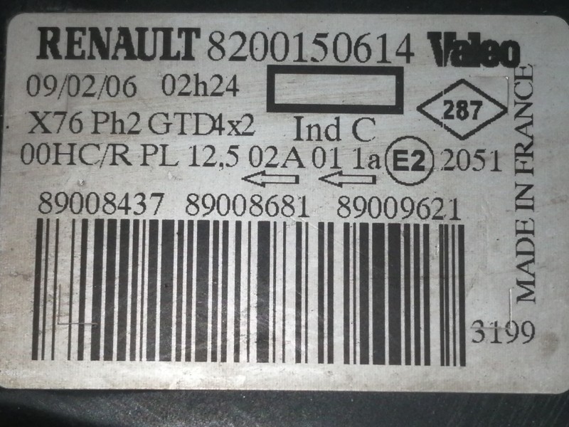 Recambio de faro izquierdo para renault kangoo (f/kc0) rt referencia OEM IAM 8200150614 89008437 89008681 89009621 