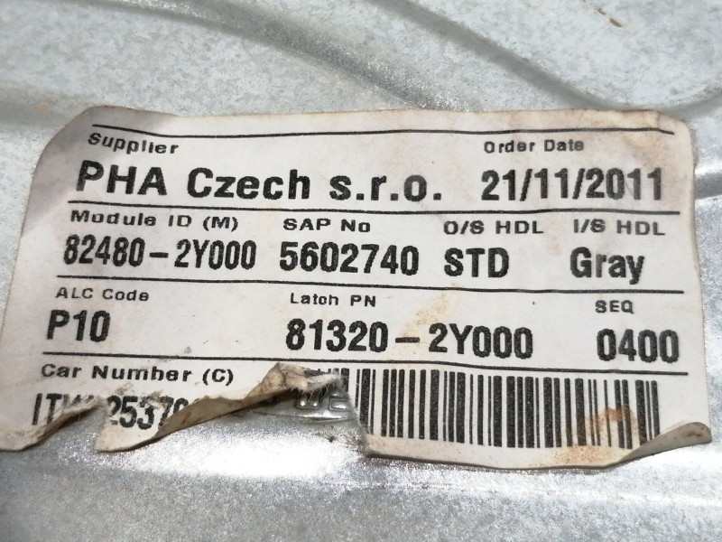 Recambio de elevalunas delantero derecho para hyundai ix35 comfort 2wd referencia OEM IAM 824802Y000  