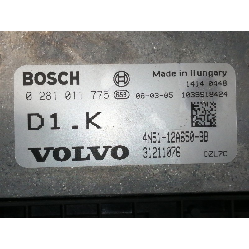 Recambio de centralita motor uce para volvo c30 1.6 d kinetic referencia OEM IAM 0281011775 4N5112A650BB / 1039S18424 31211076 /