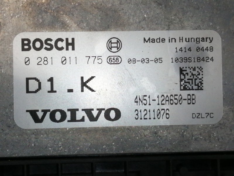 Recambio de centralita motor uce para volvo c30 1.6 d kinetic referencia OEM IAM 0281011775 4N5112A650BB / 1039S18424 31211076 /