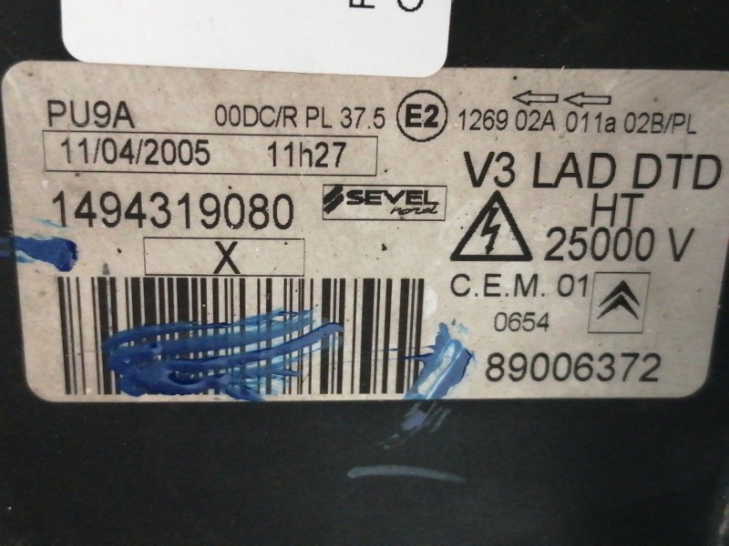 Recambio de faro derecho para citroën c8 hdi 130 fap premier referencia OEM IAM 1494319080 89006372 73010137N