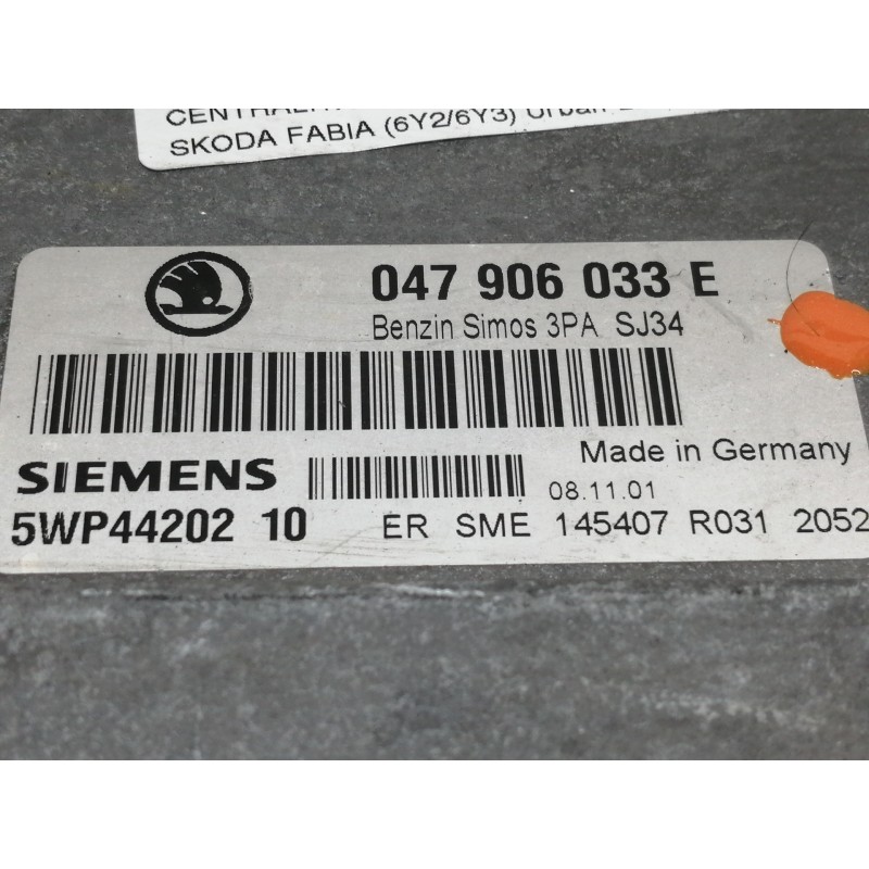 Recambio de centralita motor uce para skoda fabia (6y2/6y3) urban line referencia OEM IAM 047906033E  
