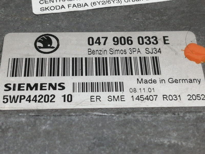 Recambio de centralita motor uce para skoda fabia (6y2/6y3) urban line referencia OEM IAM 047906033E  
