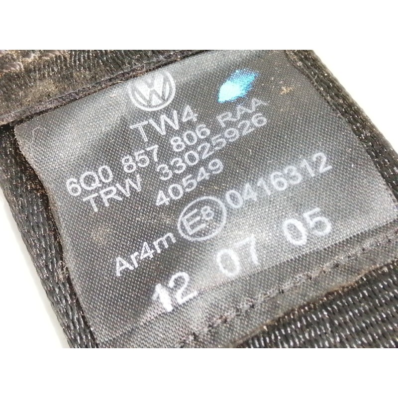 Recambio de cinturon seguridad trasero derecho para volkswagen polo (9n3) advance referencia OEM IAM 6Q0857806  