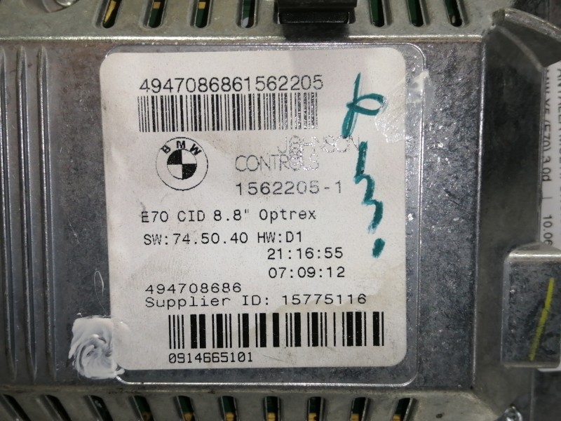 Recambio de pantalla multifuncion para bmw x5 (e70) 3.0d referencia OEM IAM 15622051 494708686 