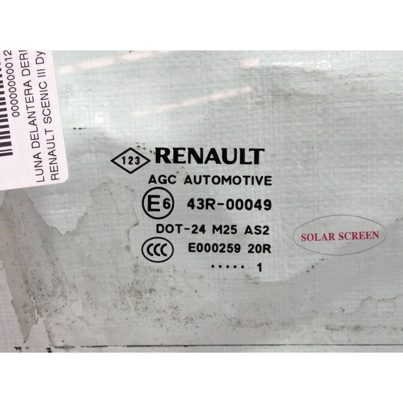 Recambio de luna delantera derecha para renault scenic iii dynamique referencia OEM IAM 43R00049  
