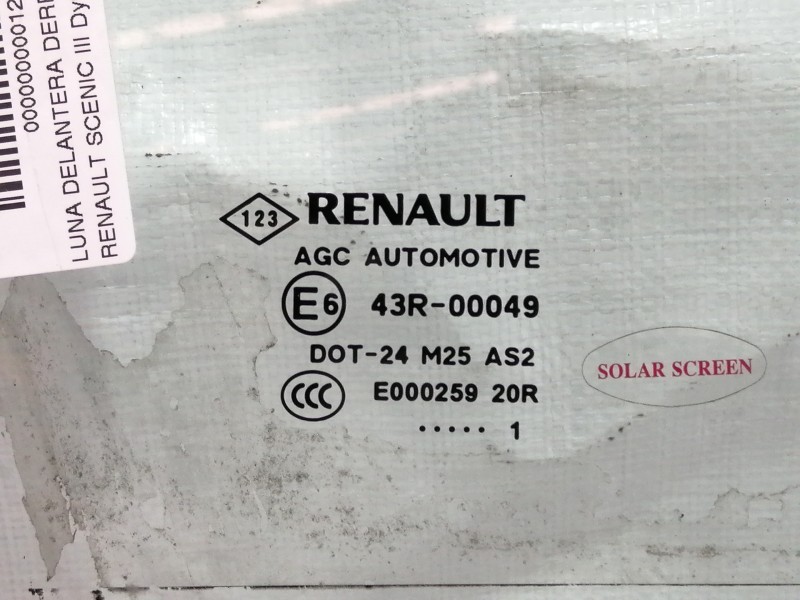 Recambio de luna delantera derecha para renault scenic iii dynamique referencia OEM IAM 43R00049  