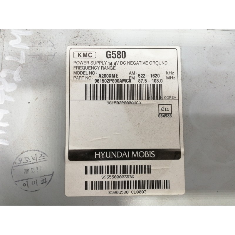 Recambio de sistema audio / radio cd para kia sorento emotion 4wd referencia OEM IAM A200XME 961502P800CA 961502P800AMCA