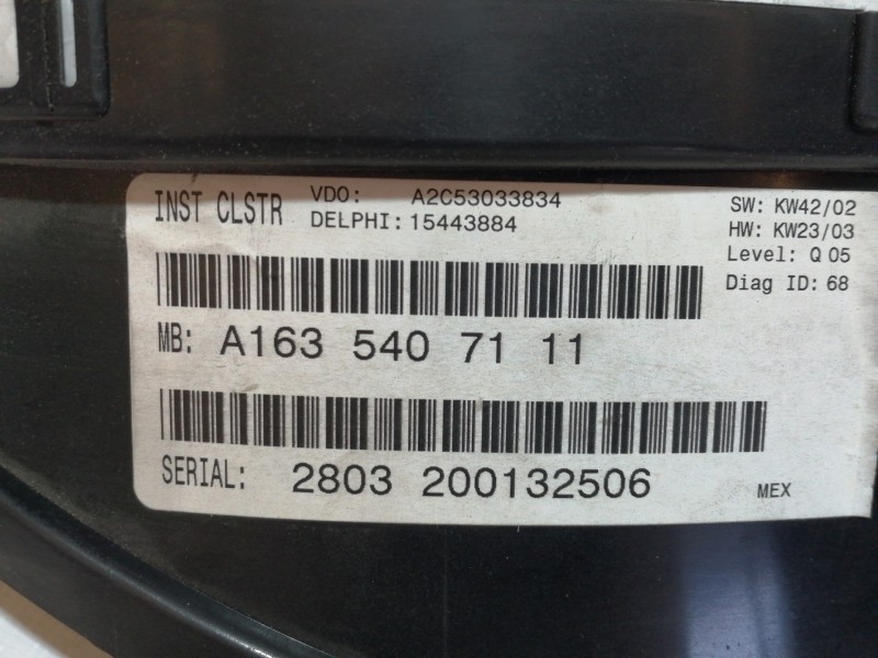 Recambio de cuadro instrumentos para mercedes-benz clase m (w163) 270 cdi inspiration (163.113) referencia OEM IAM A1635407111 3