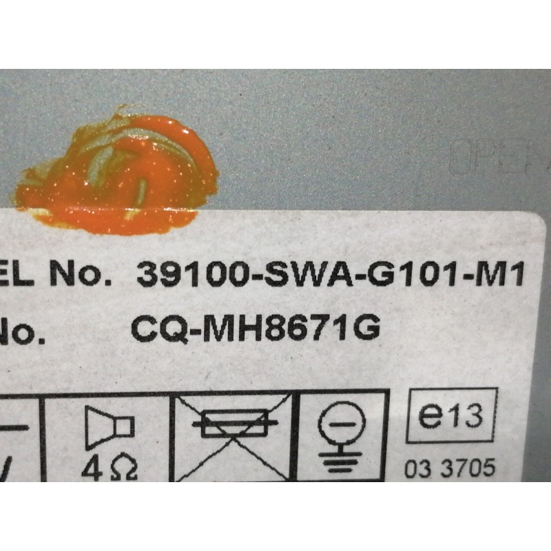 Recambio de sistema audio / radio cd para honda cr-v (re) comfort referencia OEM IAM 39100SWAG101M1  