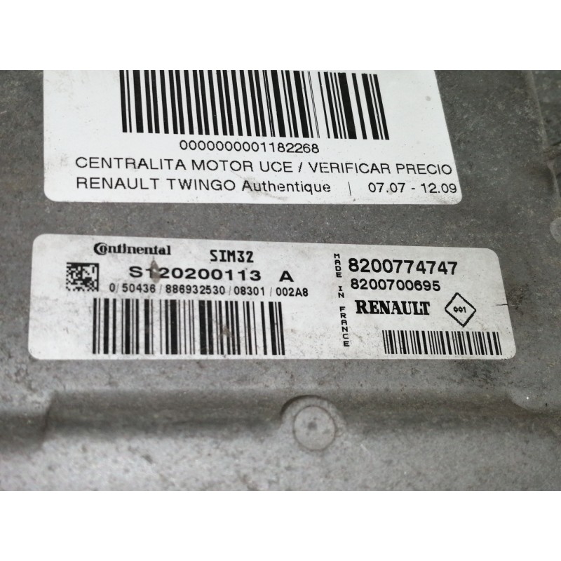 Recambio de centralita motor uce para renault twingo authentique referencia OEM IAM 8200774747  