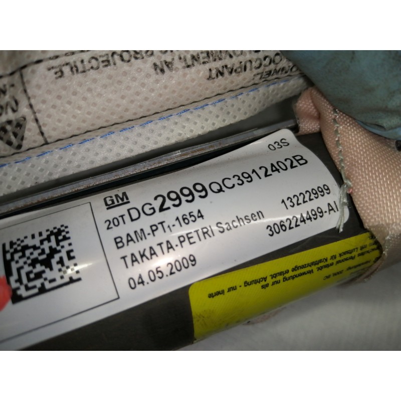 Recambio de airbag cortina delantero derecho para opel insignia berlina cosmo referencia OEM IAM 13222999  