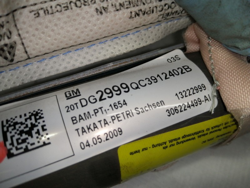Recambio de airbag cortina delantero derecho para opel insignia berlina cosmo referencia OEM IAM 13222999  